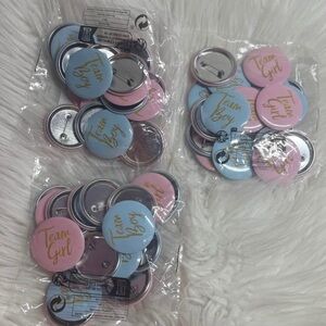 Team Boy & Team Girl Pinback Buttons - Blue & Pink